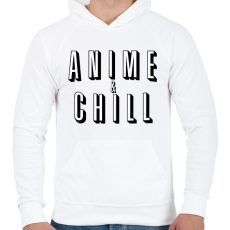 PRINTFASHION Anime & Chill - Férfi kapucnis pulóver - Fehér