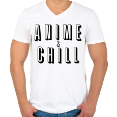 PRINTFASHION Anime & Chill - Férfi V-nyakú póló - Fehér