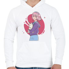 PRINTFASHION Animés csaj - Férfi kapucnis pulóver - Fehér férfi pulóver, kardigán