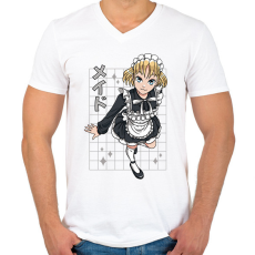 PRINTFASHION Animés csaj - Férfi V-nyakú póló - Fehér