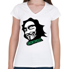 PRINTFASHION Anonymous - Női V-nyakú póló - Fehér