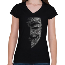 PRINTFASHION Anonymus (Fekete) - Női V-nyakú póló - Fekete