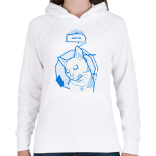 PRINTFASHION Antisocial cat - Női kapucnis pulóver - Fehér női pulóver, kardigán