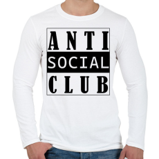 PRINTFASHION Antisocial club (black) - Férfi hosszú ujjú póló - Fehér
