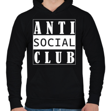 PRINTFASHION Antisocial club (white) - Férfi kapucnis pulóver - Fekete