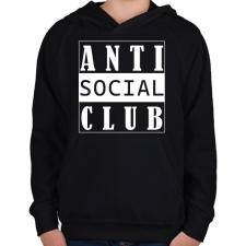 PRINTFASHION Antisocial club (white) - Gyerek kapucnis pulóver - Fekete gyerek pulóver, kardigán