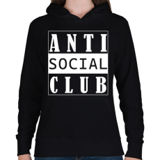 PRINTFASHION Antisocial club (white) - Női kapucnis pulóver - Fekete