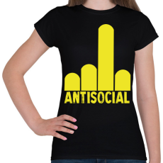 PRINTFASHION Antisocial finger - Női póló - Fekete