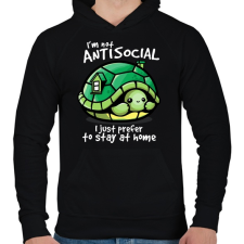 PRINTFASHION Antiszoci teknős - Férfi kapucnis pulóver - Fekete férfi pulóver, kardigán
