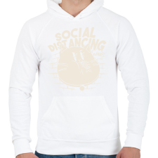 PRINTFASHION Antiszociális macska - Férfi kapucnis pulóver - Fehér férfi pulóver, kardigán