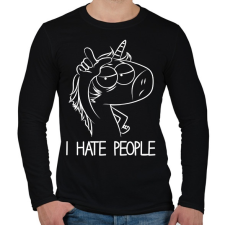 PRINTFASHION Antiszociális unikornis - Férfi hosszú ujjú póló - Fekete férfi póló