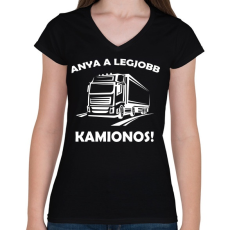 PRINTFASHION Anya a legjobb kamionos  - Női V-nyakú póló - Fekete