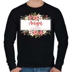 PRINTFASHION Anya a legjobb! - Virágos - Férfi pulóver - Fekete