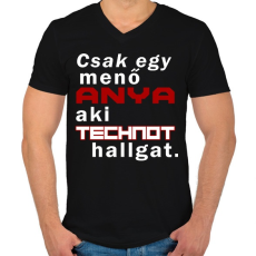 PRINTFASHION Anya, aki technot hallgat. - Férfi V-nyakú póló - Fekete