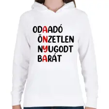 PRINTFASHION Anya - betűs - Női kapucnis pulóver - Fehér női pulóver, kardigán
