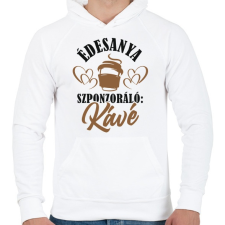 PRINTFASHION Anya és a kávé - Férfi kapucnis pulóver - Fehér férfi pulóver, kardigán