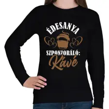 PRINTFASHION Anya és a kávé - Női pulóver - Fekete női pulóver, kardigán