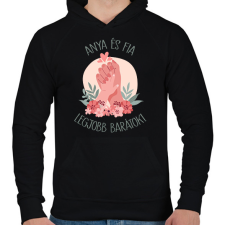 PRINTFASHION Anya és fia legjobb barátok - Férfi kapucnis pulóver - Fekete férfi pulóver, kardigán