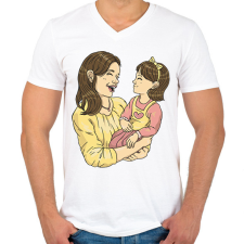 PRINTFASHION Anya és lánya - Férfi V-nyakú póló - Fehér férfi póló