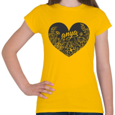 PRINTFASHION Anya felirat szívben virágokkal - Női póló - Sárga
