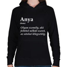 PRINTFASHION Anya főnév fehér - Női kapucnis pulóver - Fekete