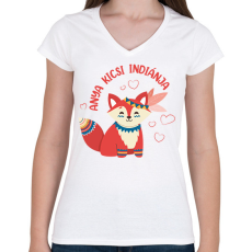 PRINTFASHION Anya kicsi indiánja - Női V-nyakú póló - Fehér