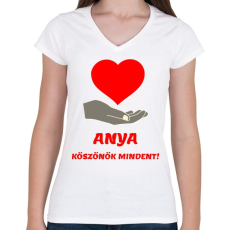 PRINTFASHION Anya köszönök mindent - Női V-nyakú póló - Fehér