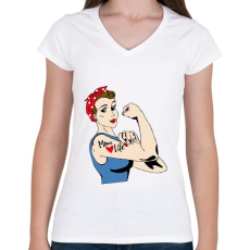 PRINTFASHION Anya - Női V-nyakú póló - Fehér
