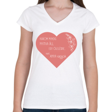 PRINTFASHION Anya - Női V-nyakú póló - Fehér női póló