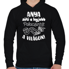 PRINTFASHION Anya süti a legjobb palacsintát a világon! - Férfi kapucnis pulóver - Fekete férfi pulóver, kardigán