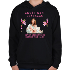 PRINTFASHION Anyák napi leárazás - Gyerek kapucnis pulóver - Fekete