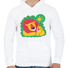 PRINTFASHION Anyaoroszlán és kölyke_Rajztábla 1 - Férfi kapucnis pulóver - Fehér férfi pulóver, kardigán