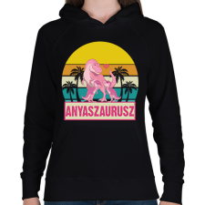 PRINTFASHION Anyaszaurusz - lány - Női kapucnis pulóver - Fekete női pulóver, kardigán