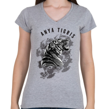 PRINTFASHION ANYATIGRISblackandwithe - Női V-nyakú póló - Sport szürke női póló
