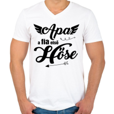 PRINTFASHION Apa, a fia elso hose 2 - Férfi V-nyakú póló - Fehér férfi póló