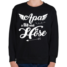 PRINTFASHION Apa, a fia első hőse - Gyerek pulóver - Fekete gyerek pulóver, kardigán