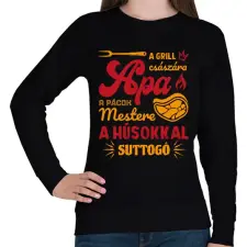 PRINTFASHION Apa a grill császár - Női pulóver - Fekete női pulóver, kardigán