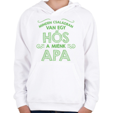 PRINTFASHION Apa a hős - Gyerek kapucnis pulóver - Fehér gyerek pulóver, kardigán