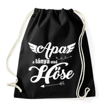 PRINTFASHION Apa, a lánya első hőse - Sportzsák, Tornazsák - Fekete tornazsák