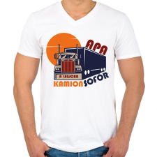 PRINTFASHION Apa a legjobb kamionsofőr - Férfi V-nyakú póló - Fehér férfi póló