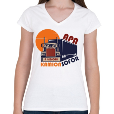 PRINTFASHION Apa a legjobb kamionsofőr - Női V-nyakú póló - Fehér