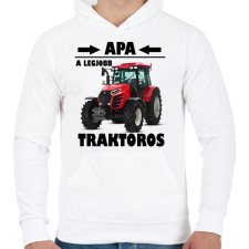 PRINTFASHION Apa a legjobb traktoros - Férfi kapucnis pulóver - Fehér férfi pulóver, kardigán