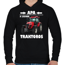 PRINTFASHION Apa a legjobb traktoros - Férfi kapucnis pulóver - Fekete férfi pulóver, kardigán