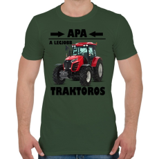 PRINTFASHION Apa a legjobb traktoros  - Férfi póló - Katonazöld