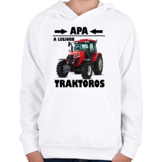 PRINTFASHION Apa a legjobb traktoros  - Gyerek kapucnis pulóver - Fehér