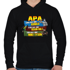 PRINTFASHION Apa a legkeményebb - Férfi kapucnis pulóver - Fekete férfi pulóver, kardigán