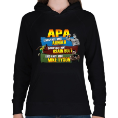 PRINTFASHION Apa a legkeményebb - Női kapucnis pulóver - Fekete