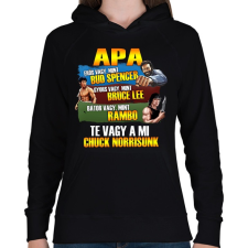 PRINTFASHION Apa a mi Chuck Norrisunk - Női kapucnis pulóver - Fekete női pulóver, kardigán