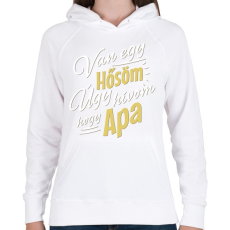 PRINTFASHION Apa az én hősöm - Női kapucnis pulóver - Fehér