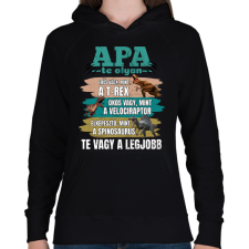 PRINTFASHION Apa dinós - Női kapucnis pulóver - Fekete női pulóver, kardigán